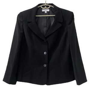 Le Suit Essentials Women's Blazer Jacket 18 Black Lined 3-Button Career Corpcore